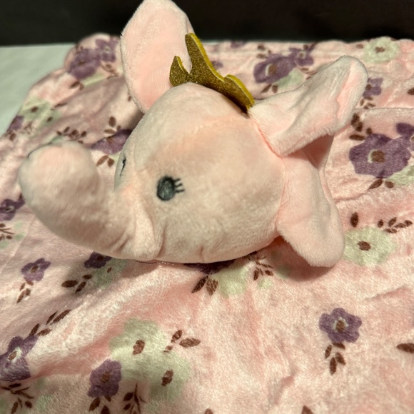 Manhattan Baby Luxe Plush Elephant Floral Lovey/Security Blanket - Picture 3 of 8